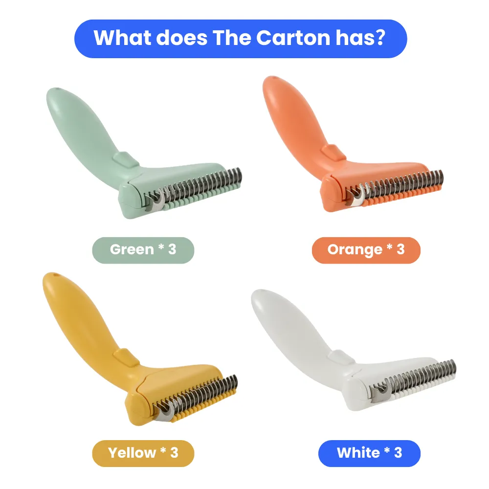 Carton packaging of one-click pet grooming rakes for wholesale shipment from PetBW manufacturer