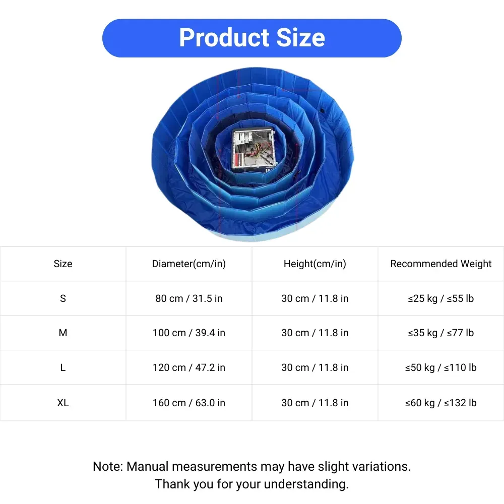 Dog pool size chart for different breeds