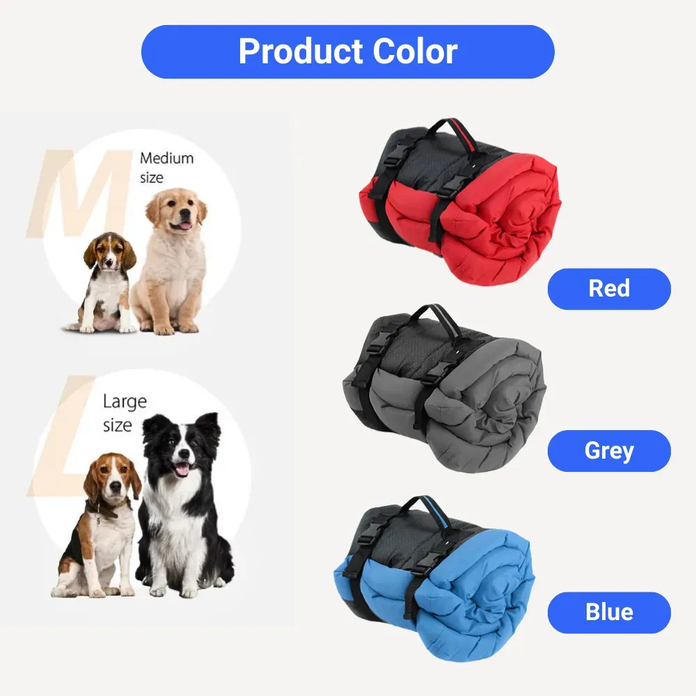 Foldable dog beds displayed for pet store retail – portable dog mats for in-store merchandising