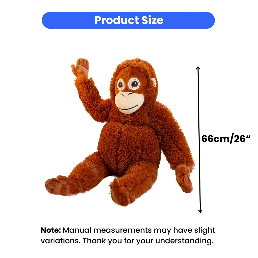 Dimensional Diagram of Orangutan Plush Toy - Height and Arm Span Details