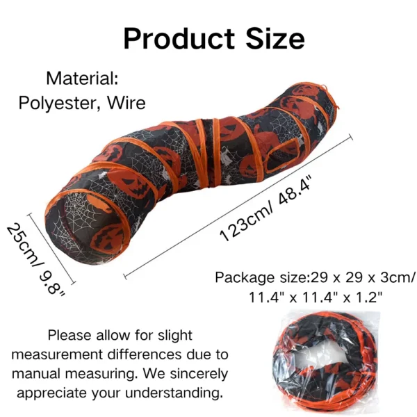 10001 Size dimensions of Halloween foldable S-shaped cat tunnel – wholesale pet play tube