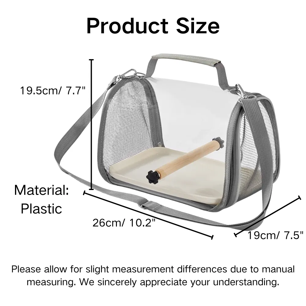 Dimensions of foldable plastic bird travel carrier for parrots and small birds