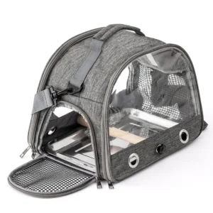Foldable plastic bird travel carrier with perch and tray – wholesale pet supplies