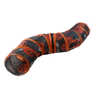 Halloween-themed foldable S-shaped cat tunnel toy in polyester – wholesale pet play tube