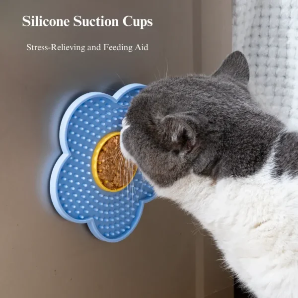 10005 Sunflower silicone lick mat showing anti-slip base and easy-to-clean design