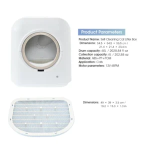 10007 Dimensions of smart self-cleaning cat litter box with UV sterilizer – wholesale pet supply