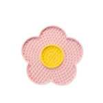 10008 Pink sunflower silicone pet lick mat two-tone slow feeder tray