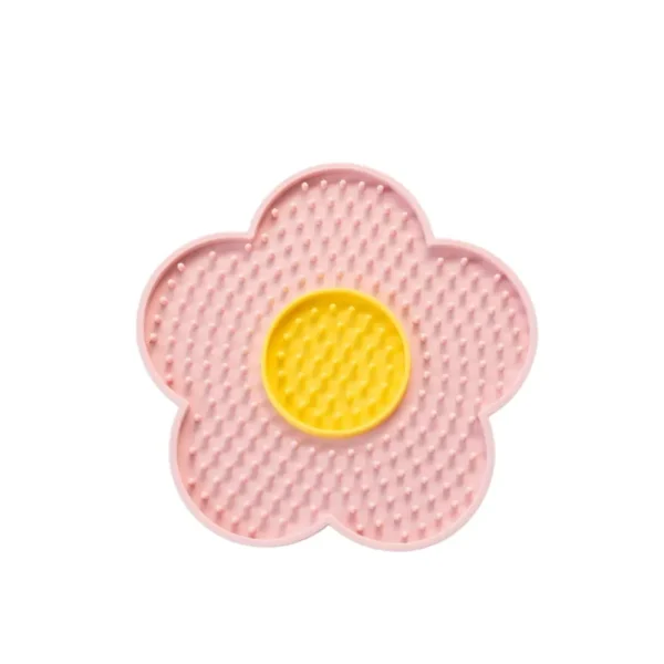 10008 Pink sunflower silicone pet lick mat two-tone slow feeder tray