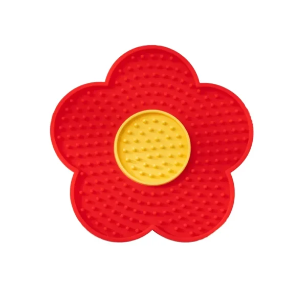 10010 Red sunflower silicone dog lick mat for stress relief feeding