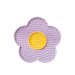 10012 Purple sunflower silicone cat lick mat slow feeder tray