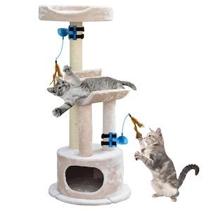 Cat trees – multi-level towers with scratching posts and platforms