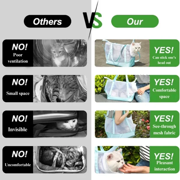 10001 Close-up view of foldable nylon mesh pet carrier showing breathable panels and sturdy stitching