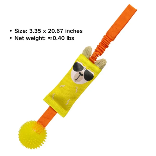10001 Size chart of durable Oxford TPR squeaky dog tug toy for retail display
