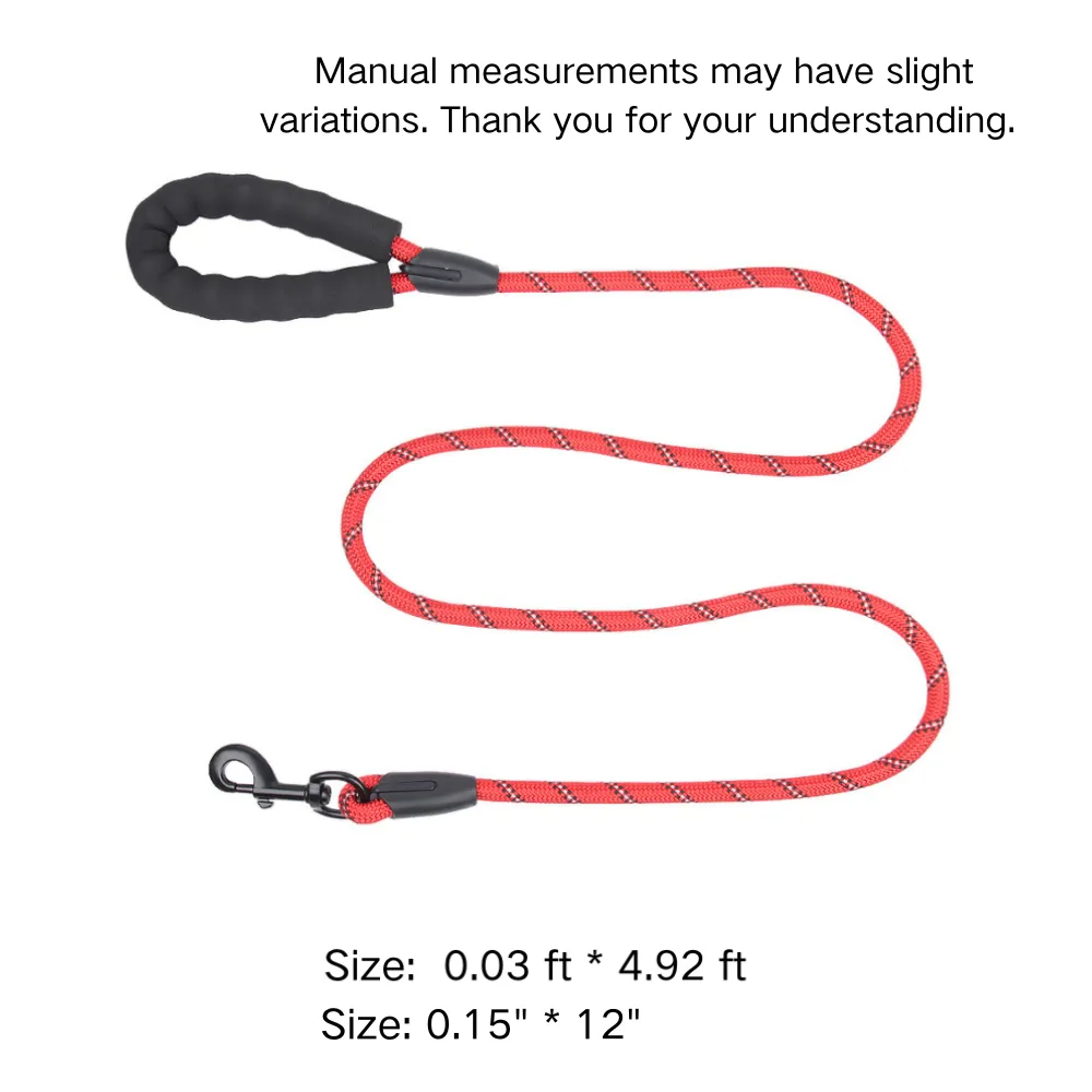 Size chart of wholesale nylon dog leash – available in multiple lengths for small to large dogs