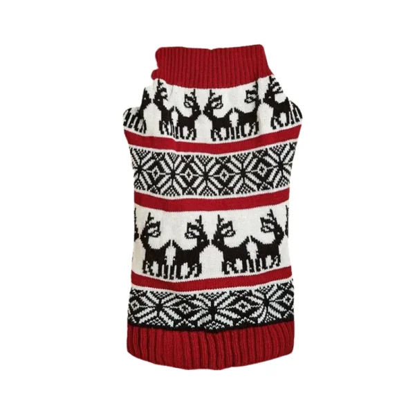 Red Christmas dog sweater with double reindeer knit design – wholesale holiday pet appare