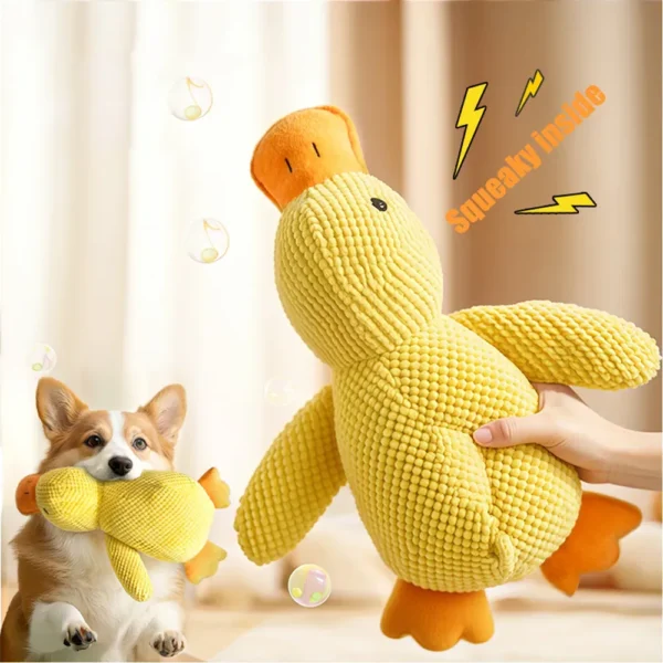 10001 Dog playing with Calming Duck Plush Toy with Quacking Sound – Perfect for chewing and calming