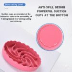 10001 Close-up of arc-shaped interior and strong suction cups on silicone dog slow-eating bowl