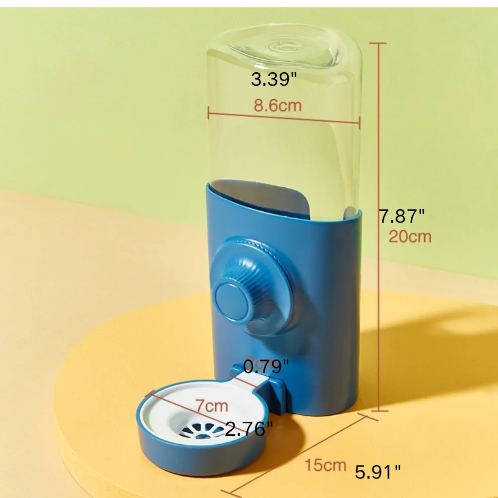 Size guide for small animal hanging water bottle with round head design