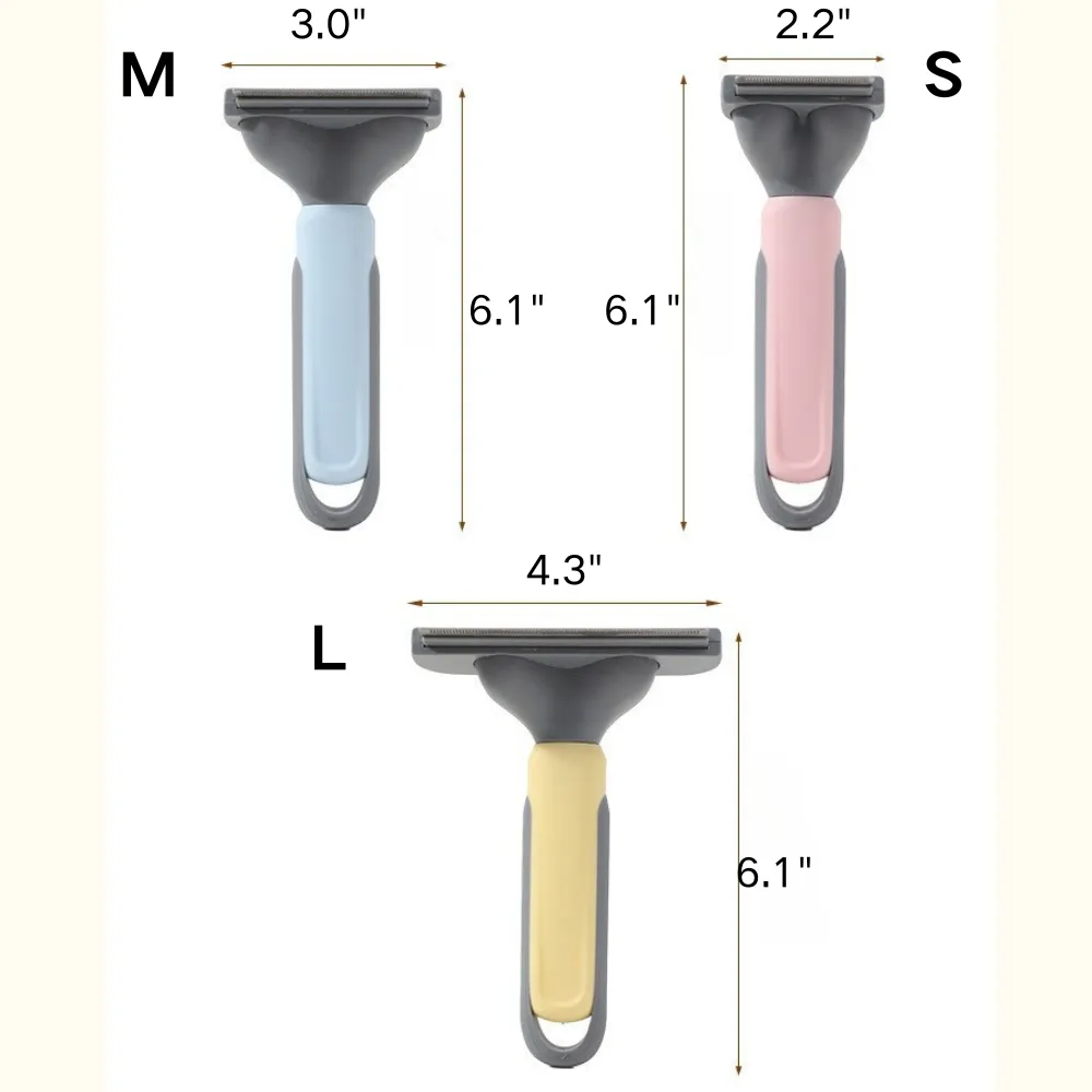 Size guide for pet deshedding comb for long and thick hair cats