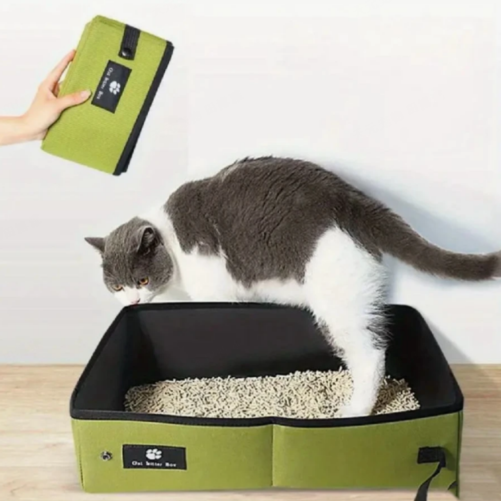Foldable and leak-proof cat litter box for travel or home use, wholesale pet supply