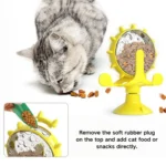 360° rotating cat puzzle feeder dispensing treats during playtime
