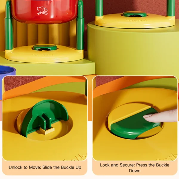 10001 Close-up of adjustable pet bowl height adjustment system