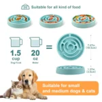 10001 Size chart of round puzzle slow feeder bowl for cats and dogs