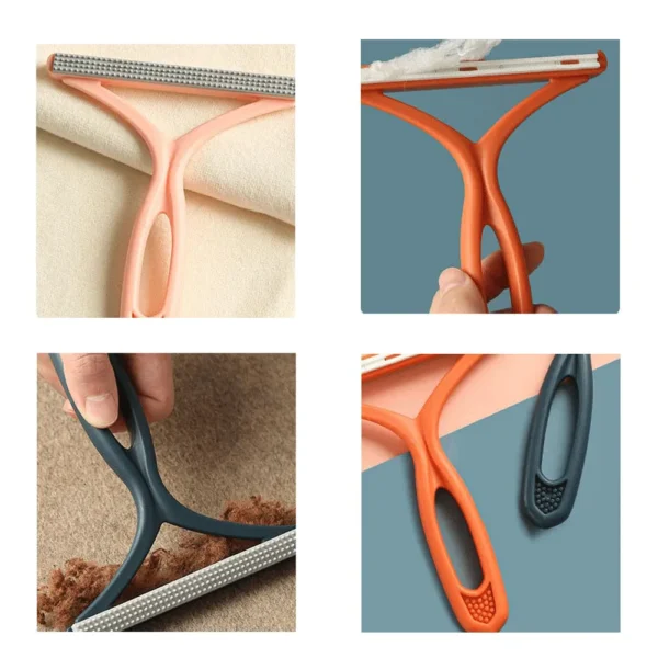 10001 Demonstration of brush removing cat and dog fur from furniture and clothing