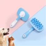 10001 Pet groomer using TPR bath brush on dog during bath time