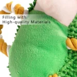 Close-up of durable plush fabric and strong pull rope dog toy