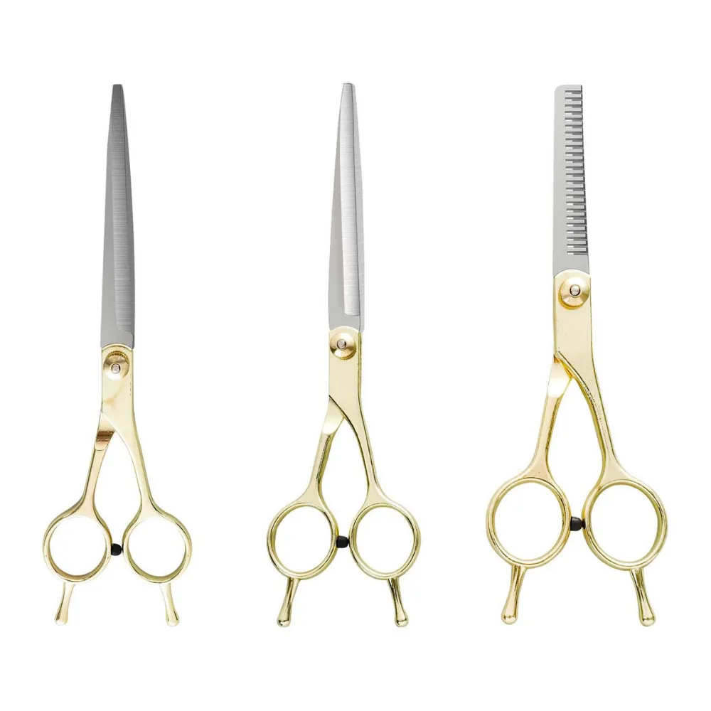 7.7 and 6.5 inch stainless steel pet grooming scissors set for professional dog and cat grooming