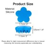 10001 Dimensions of flower-shaped silicone pet brush in cyan blue