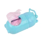 10001 Close-up of cute bear-shaped dog poop bag dispenser with secure clip