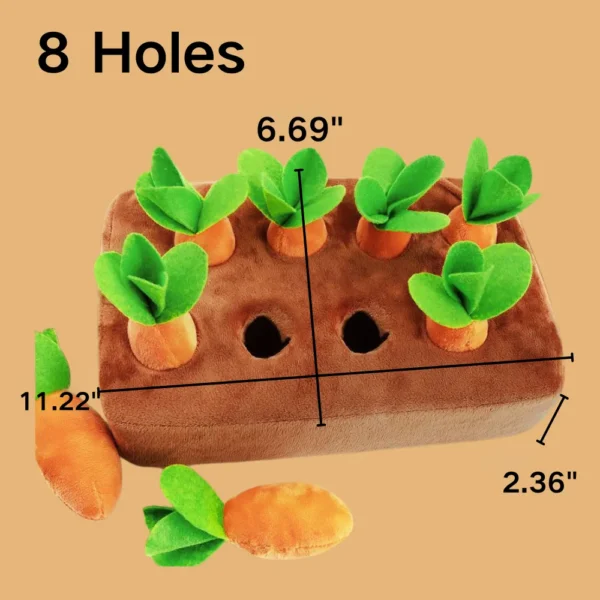 10001 Carrot plush dog toy with 8 carrots, interactive play and chew function, wholesale pet toys