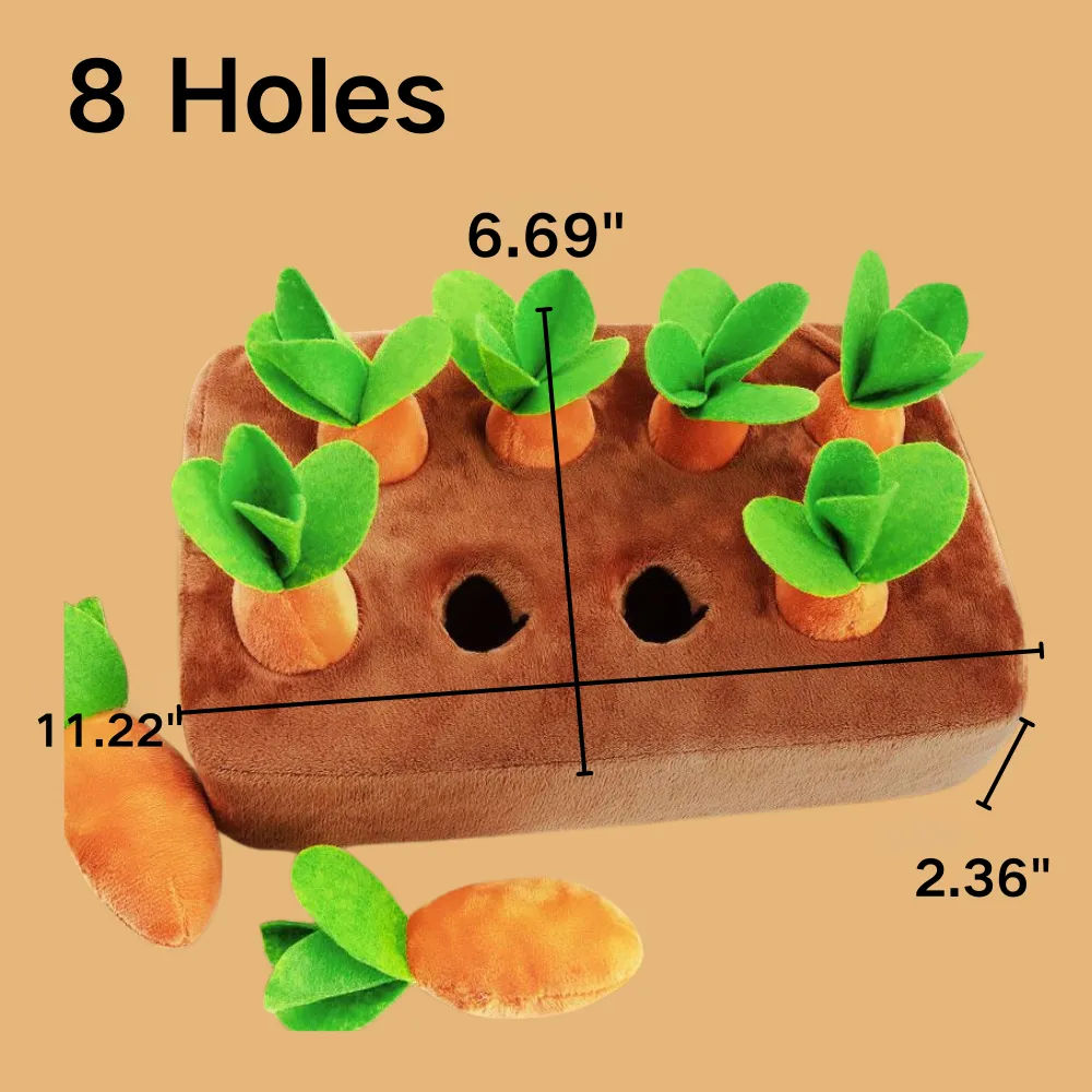 Carrot plush dog toy with 8 carrots, interactive play and chew function, wholesale pet toys