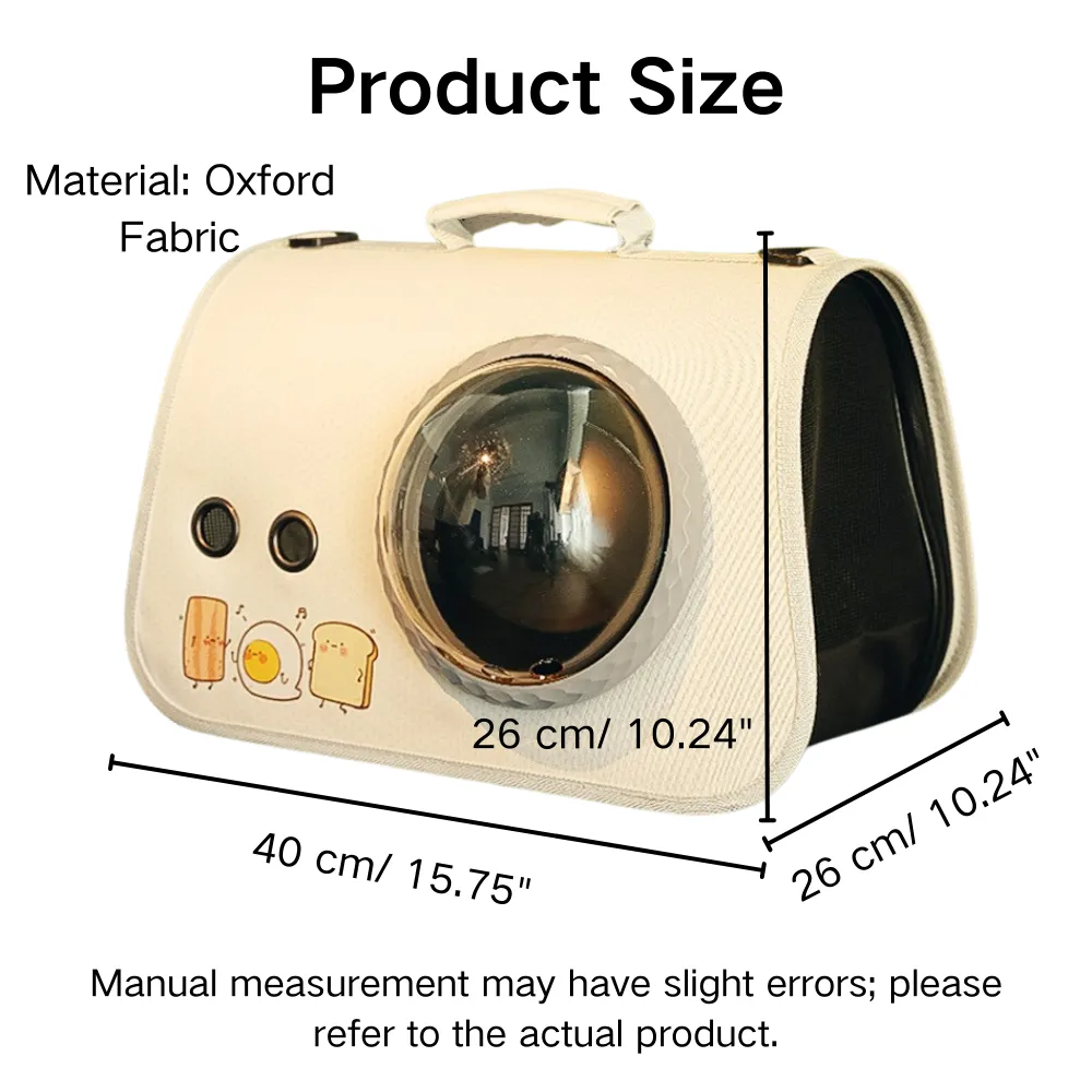 Dimension chart of foldable Oxford fabric cat carrier bag for cats