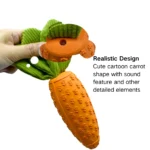 10002 Durable carrot dog toy with built-in squeaker detail