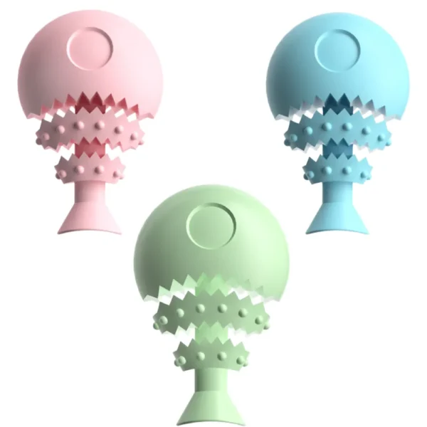 10002 Fish bone-shaped TPR dog chew toy in pink for puppies – wholesale pet supplies