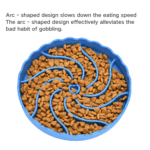 10002 Dog eating from food-grade silicone slow-eating bowl with suction cups on kitchen floor – professional pet feeding tool wholesale