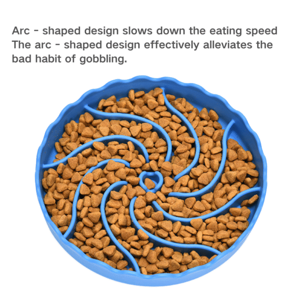 10002 Dog eating from food-grade silicone slow-eating bowl with suction cups on kitchen floor – professional pet feeding tool wholesale