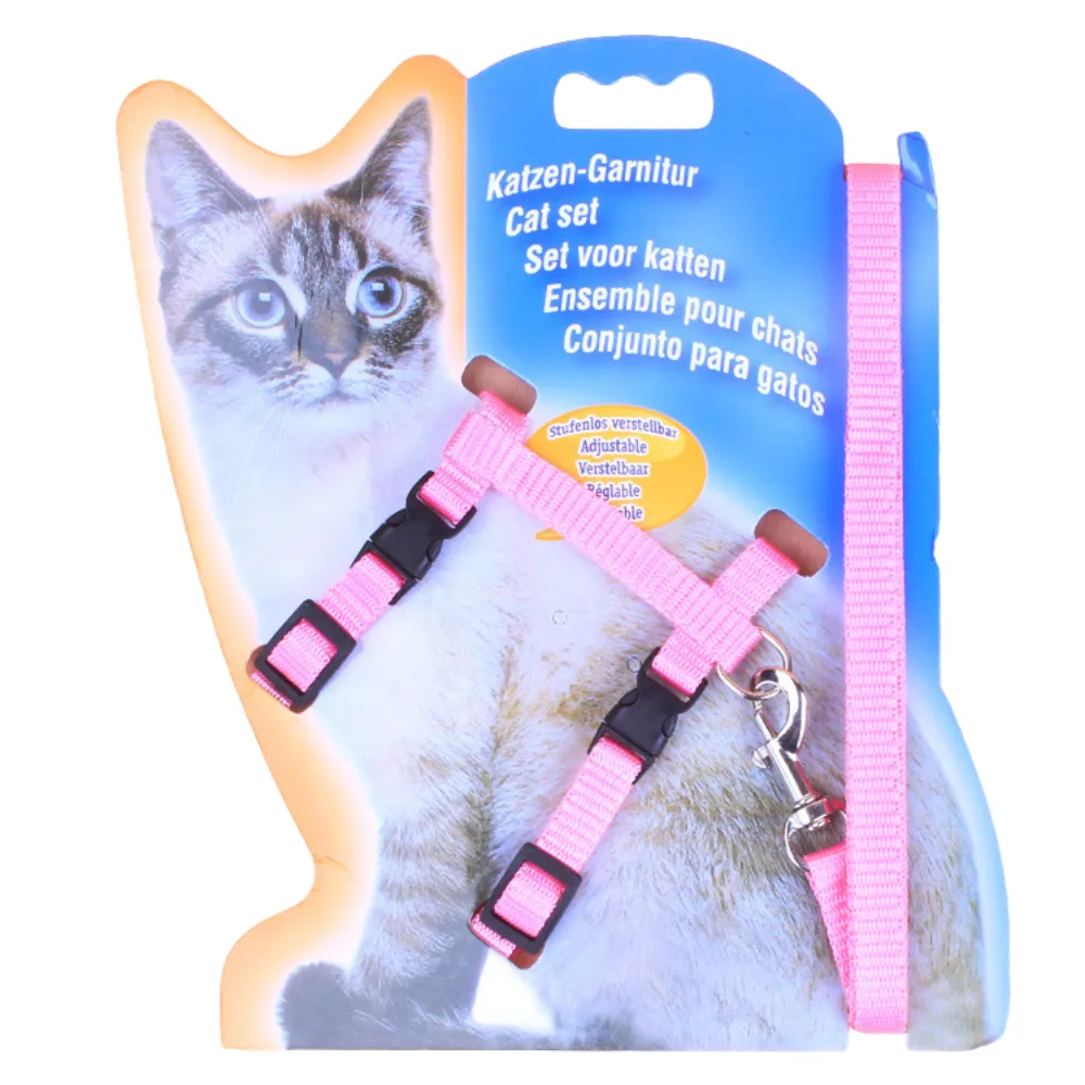 Adjustable H-Style nylon kitten harness and leash set in vibrant color, displayed on white background – wholesale petbw product
