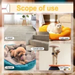 10002 Pet owner using fur remover on car seat for effective pet hair cleaning