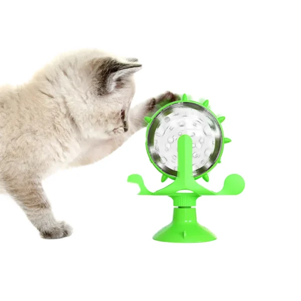 10002 Cat playing with suction cup treat dispenser puzzle feeder at home
