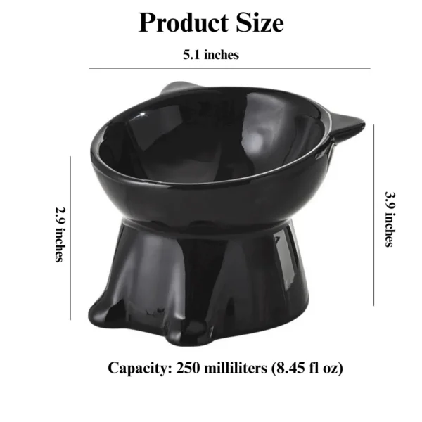 10002 Size guide of elevated ceramic cat bowl with tilted design – dimensions for cats and small pets