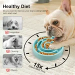 10002 Close-up of puzzle maze design slow feeding pet bowl with non-slip base