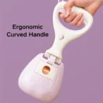 10003 Dog poop scooper in action with built-in bag storage for hygienic pet waste cleanup