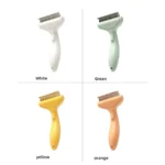 Professional groomer using ergonomic grooming brush on dog in grooming salon