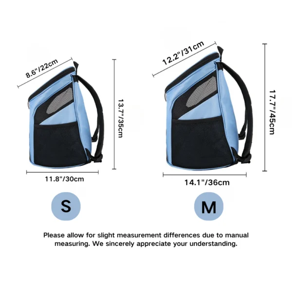 10003 Pet carrier backpack dimensions for cats and dogs, suitable for small to medium pets
