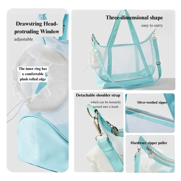 10003 Foldable nylon pet carrier with breathable mesh windows for ventilation and comfort