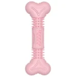 10003 Bone-shaped TPR dog chew toy in pink color for small dogs bulk supply